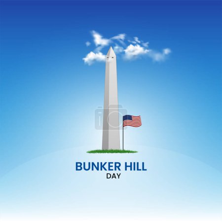Illustration for Bunker hill day. The Battle of Bunker Hill was fought on June 17, 1775. - Royalty Free Image