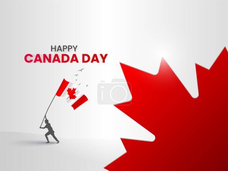Téléchargez les photos : Joyeux fond de la fête du Canada avec feuille d'érable rouge. Concept de la journée du Canada. - en image libre de droit