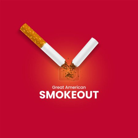 Téléchargez les photos : Le Great American Smokeout est un événement annuel d'intervention le troisième jeudi de novembre par l'American Cancer Society. Fumée journée créative. - en image libre de droit