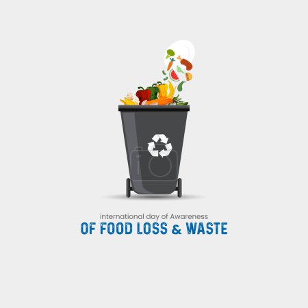 Ilustración de Día Internacional de la Conciencia de la Pérdida y el Desperdicio de Alimentos. concepto de desperdicio de alimentos. - Imagen libre de derechos
