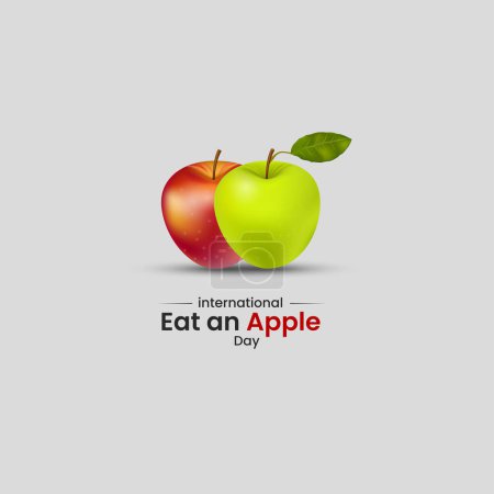 Téléchargez les illustrations : International Mangez une journée Apple. Illustration 3D Apple. vecteur pomme verte - en licence libre de droit