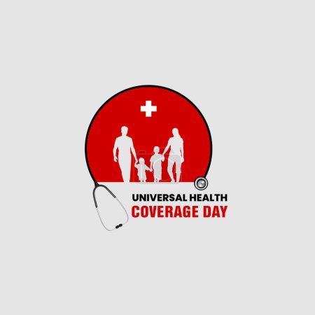 Téléchargez les illustrations : Journée internationale de la couverture santé universelle. Concept de couverture santé universelle. - en licence libre de droit