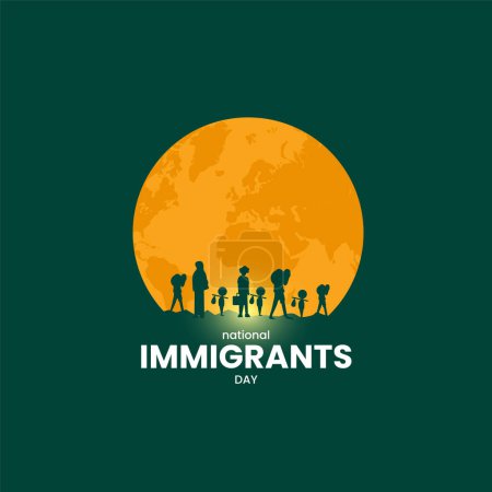 Ilustración de Día Nacional de los Inmigrantes. Fondo concepto día de la migración. - Imagen libre de derechos
