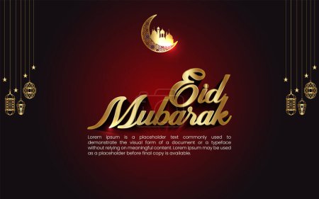Illustration for Eid Mubarak Creative. Eid Mubarak English, Hindi, Turkish Typography. Eid Festival, Muslim Religious holiday. Creative idea and Concept Design. - Royalty Free Image