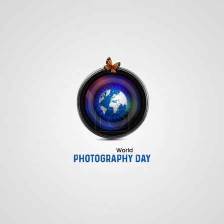 Welttag der Fotografie Vektor, Banner, Logo. Welttag der Fotografie. Tag der Naturfotografie.