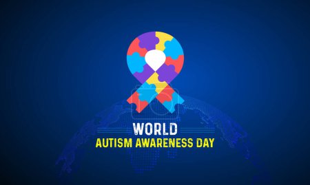 Illustration for World autism awareness day illustration, world autism awareness day illustration with puzzle pieces, international Asperger awareness day, Autism day background with child, international Asperger day - Royalty Free Image