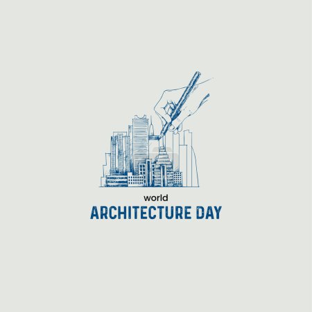 Ilustración de Día Mundial de la Arquitectura. Concepto de día de arquitectura. - Imagen libre de derechos