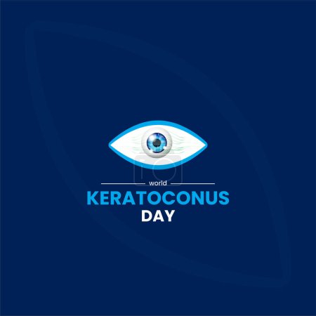 Illustration for World Keratoconus Day. Eye vector illustration on blue background. - Royalty Free Image