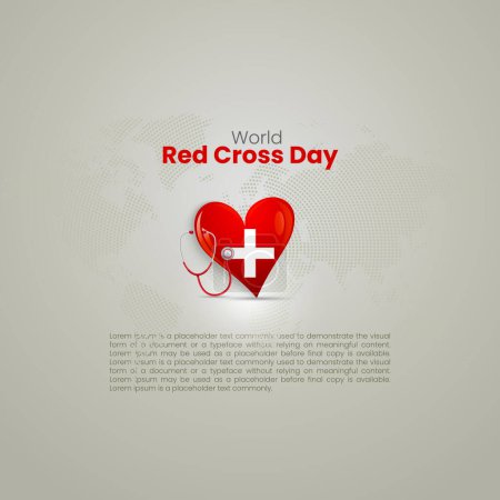 Illustration for World red cross day, 8th may concept with vector elements. World red cross day concept. vector heat. vector stethoscope illustration. - Royalty Free Image