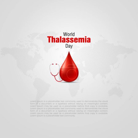 Illustration for World Thalassemia day. world Thalassemia day theme Vector illustration. Thalassemia are inherited blood disorders characterized by decreased hemoglobin production. Dotted blood icon - Royalty Free Image