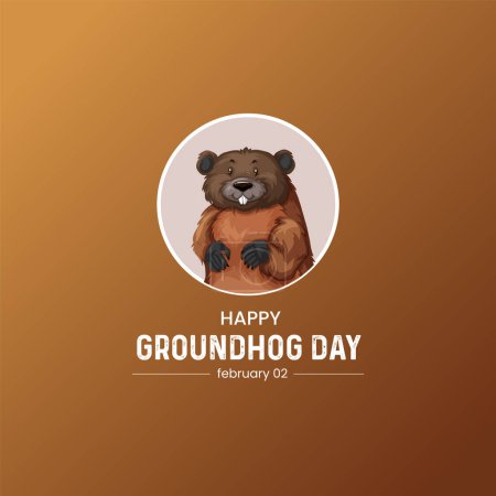 Happy Groundhog Day design with cute groundhog. 