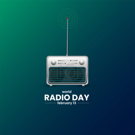 Ilustración de Día Mundial de la Radio. Ilustración del vector radioeléctrico. - Imagen libre de derechos