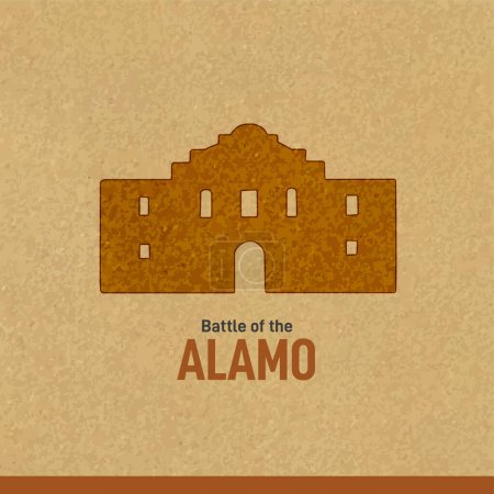 Illustration for Battle of the Alamo. Battle of the Alamo on brown paper vector illustration. - Royalty Free Image