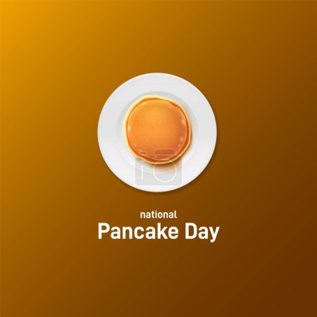 Illustration for National Pancake Day 2024. National Pancake Day. Pancake plate on vector background. - Royalty Free Image