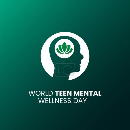 Ilustración de Día Mundial del Bienestar Mental para Adolescentes. Antecedentes de salud mental. - Imagen libre de derechos