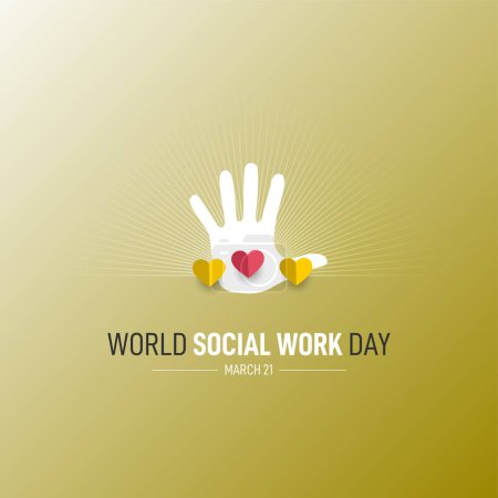Welttag der Sozialen Arbeit. Soziale Arbeit Hintergrundvektorillustration. Spendenkonzept für den guten Zweck.