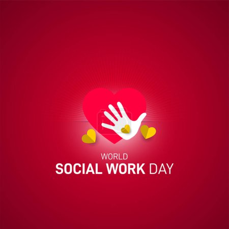 Welttag der Sozialen Arbeit. Soziale Arbeit Hintergrundvektorillustration. Spendenkonzept für den guten Zweck.