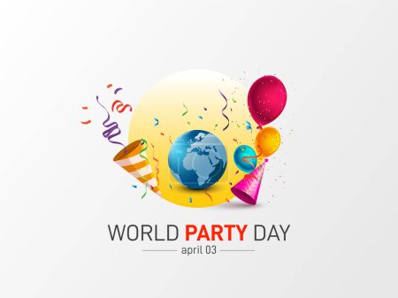 Ilustración de Día Mundial del Partido. Fiesta de cumpleaños ilustración vector de fondo. partido deseando y globo vector fondo. - Imagen libre de derechos