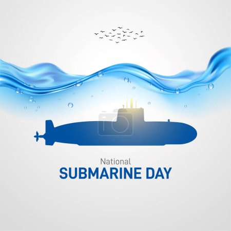 Día Nacional de Submarinos. Día submarino concepto creativo vector ilustración. 