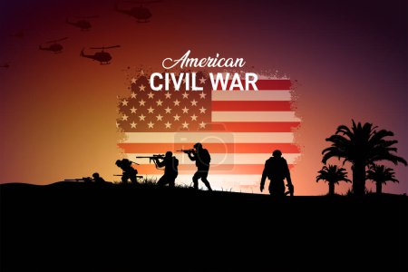 Guerre de Sécession. American Civil War Illustration vectorielle de fond créative. 