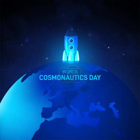 Ilustración de Día de la Cosmonáutica. Día Mundial de la Cosmonáutica concepto creativo vector ilustración. - Imagen libre de derechos