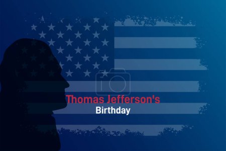 Illustration for Thomas Jefferson's Birthday poster. elebrated on April 14. The official annual holiday in honor of the third president of the United States. - Royalty Free Image