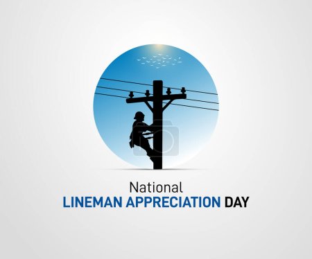 Día Nacional de Apreciación de Lineantes. Electricidad Lineman fondo vector ilustración. 