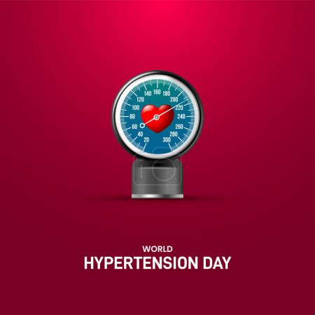 Illustration for World Hypertension Day. Health raise awareness concept for banner, poster, card and background design. Hypertension concept. vector illustration. vector heart. stethoscope vector illustration. - Royalty Free Image
