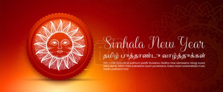 Sinhala new year wish. sinhala new year text in red background. poster, post card, vector art, happy new year wish sinhala, new year greeting