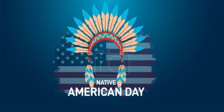 Illustration for Native American Day. Native American Day concept banner, poster, greetings card, celebration etc. Indigenous People symbol vector illustration. - Royalty Free Image