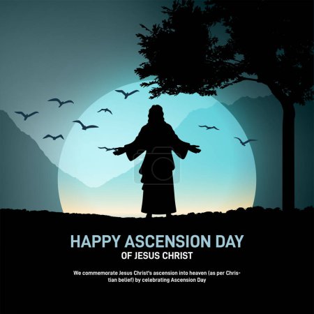 Illustration for Happy Ascension Day of Jesus Christ. Ascension Day of Jesus Christ creative background, banner, poster, social media post, flyer, greetings card etc. - Royalty Free Image
