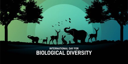 International Day for Biological Diversity creative theme. International Day for Biological Diversity vector banner, poster design. Planet Earth with animal and tree icon.