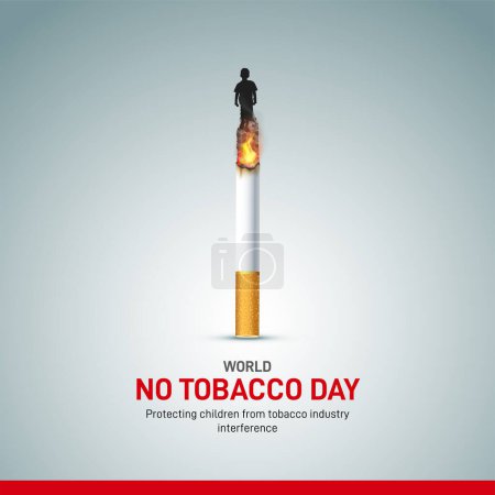 Concept of No smoking and World No Tobacco Day 2024. World No Tobacco Day creative template, banner, poster, social media post, greetings card. 'Protecting children from tobacco industry interference