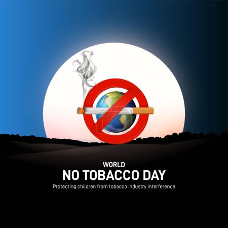 Konzept des Nichtraucherschutzes und Weltnichtrauchertag 2024. Kreative Vorlage zum Weltnichtrauchertag, Banner, Poster, Poster in den sozialen Medien, Glückwunschkarte. "Schutz der Kinder vor der Einmischung der Tabakindustrie