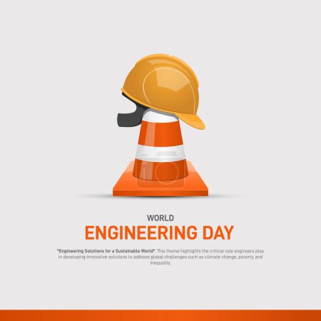 Welttag der Ingenieure 2024. World Engineer Day kreatives Konzept Banner, Plakat, Social Media Post, Hintergrund, Grußkarte, Girlanden Design usw. Engineering Solutions für eine nachhaltige Welt