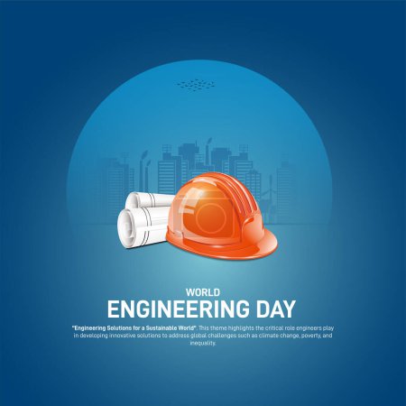 Welttag der Ingenieure 2024. World Engineer Day kreatives Konzept Banner, Plakat, Social Media Post, Hintergrund, Grußkarte, Girlanden Design usw. Engineering Solutions für eine nachhaltige Welt