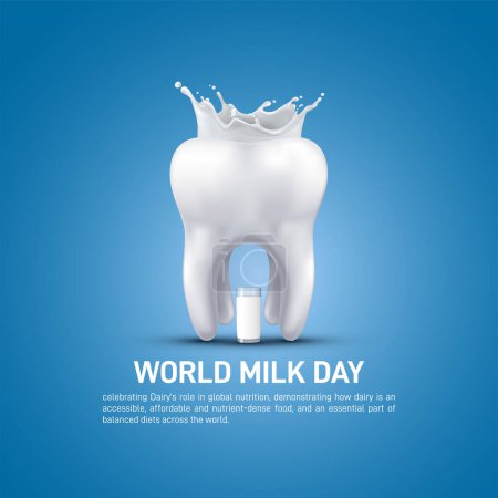 Weltmilchtag. Globusmilch spritzte mit einem Glas Milch, als kreatives Banner zum Weltmilchtag, Poster, Social-Media-Post, Girlie, Werbetafel, Hintergrund, Grußkarte usw...