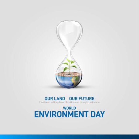 Journée mondiale de l'environnement 2024 concept - Restauration des terres, désertification et résilience à la sécheresse. Concept d'écologie. Journée mondiale de l'environnement bannière créative, affiche, message sur les médias sociaux, panneau d'affichage, carte postale