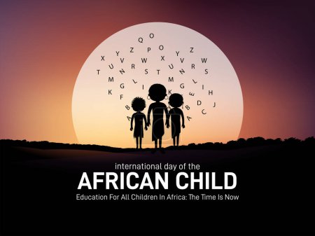 el día internacional del niño africano. Educación para todos los niños en África: ahora es el momento. Día internacional de la bandera creativa infantil africana, cartel, publicación de redes sociales, telón de fondo, etc.,