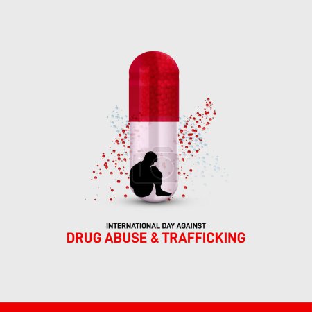 international day against drug abuse and trafficking creative concept banner, poster, post card, social media post, background etc. Medicine vector illustration. 