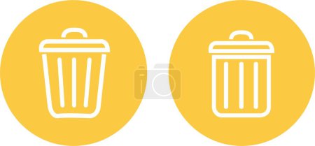 Téléchargez les illustrations : Ensemble d'icônes de poubelle jaune. Collecte de poubelles. Ensemble d'icônes poubelle. Icône Web, bouton Supprimer. pictogramme de course Supprimer le symbole style plat isolé sur fond blanc . - en licence libre de droit