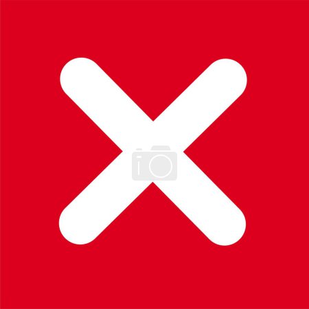 Illustration for Flat Red cross sign icon. Wrong mark. Red cross X symbol. Red grunge X icon. Cross brush sign isolated on white background. - Royalty Free Image