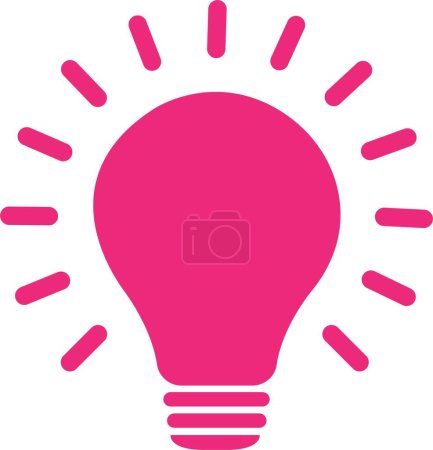 Téléchargez les photos : Icône ampoule rose. Éclairage Lampe électrique. Électricité, éclat. Icône ampoule, isolée en arrière-plan. Icône ampoule - Idée signe, solution. Ampoule symbole de lumière Énergie. - en image libre de droit