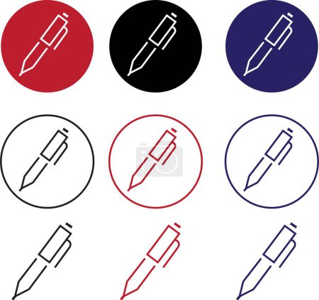 Illustration for Set of Pens, write icons. Signature pens line vectors signs with editable stock. simple linear pictogram. Writing tools icons. Symbol, logo illustration collection isolated on transparent background. - Royalty Free Image