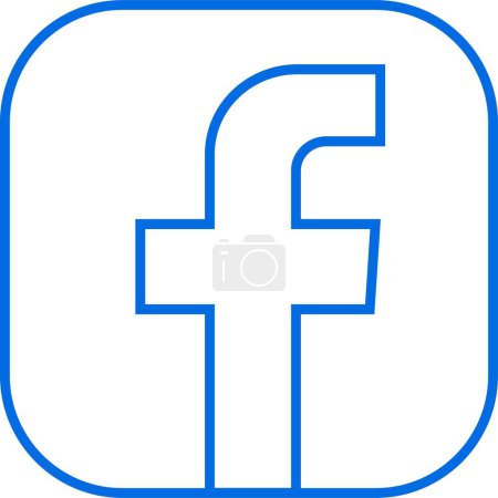 Blue line Facebook icon vector, Facebook social media vector. F letter logo symbol editable stock. Editorial isolated on transparent background. Facebook is a well-known social networking service.