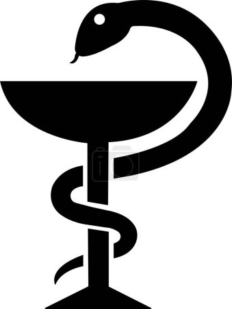 Illustration for Caduceus snake icon in trendy Fill Style. Medical center, pharmacy, hospital with popular symbol of medicine. Medical health care icon logo isolated on transparent background. Rod of Asclepius sign. - Royalty Free Image