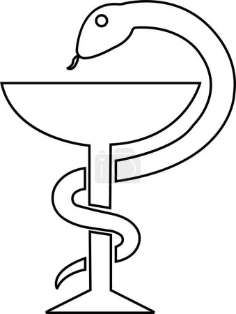 Illustration for Caduceus snake icon in trendy line Style. Medical center, pharmacy, hospital with popular symbol of medicine. Medical health care logo editable stock on transparent background. Rod of Asclepius sign. - Royalty Free Image