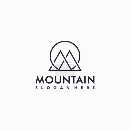 Cool line art mountain logo design inspiration, minimal, ideas, creative Premium Vector
