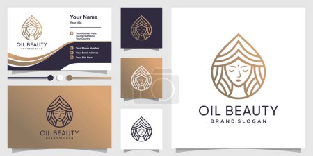Téléchargez les illustrations : Logo beauté huile avec concept moderne créatif et design de carte de visite Premium Vector - en licence libre de droit