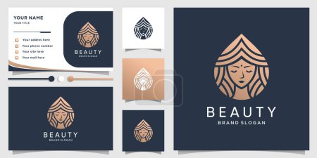 Illustration for Beauty logo with beauty woman concept and business card design Premium Vector - Royalty Free Image